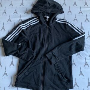 BLACK ADIDAS ZIP UP HOODIE SIZE S WOMENS